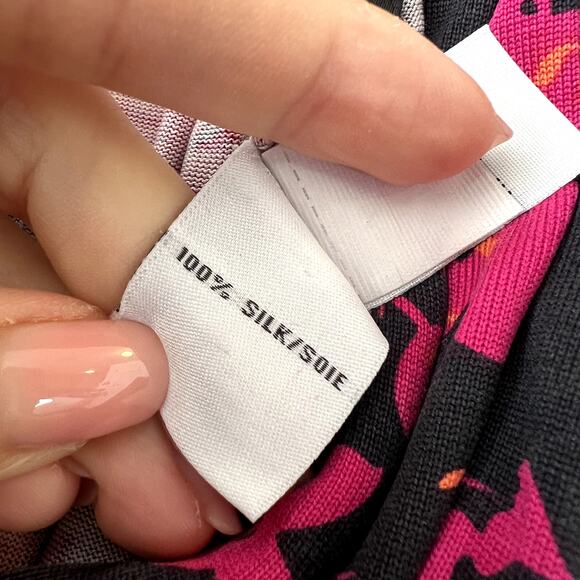 DVF Diane von Furstenberg Jeanne Silk Jersey Wrap Mini Dress Pink Floral 6 - Picture 8 of 10